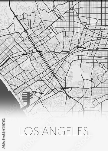 white and black Map of Los Angeles United States