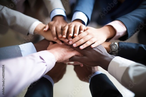 Wallpaper Mural Hands: Authentic Diversity in Business Deals with Group Hands Together Generative AI Torontodigital.ca