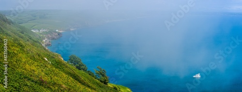 Sea Fret over Cliffs, Start Point Lighthouse, Trinity House and South West Coast Path, Devon, England