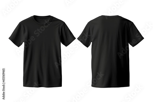 Plain black t-shirt front and back for PNG mockup photo
