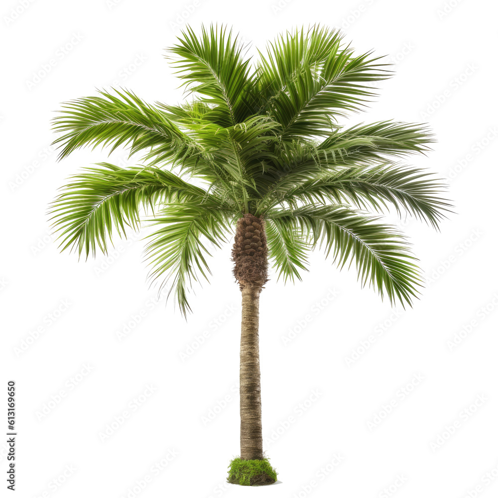Fototapeta premium Tropical Paradise: Palm Tree Isolated on Transparent Background Generative AI