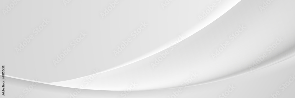 Abstract white grey glossy wave background. Monochrome smooth vector banner design Abstract white grey glossy wave background. Monochrome smooth vector banner design