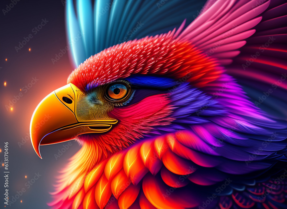 Fototapeta premium Colorful Eagle Flying Ai Generate