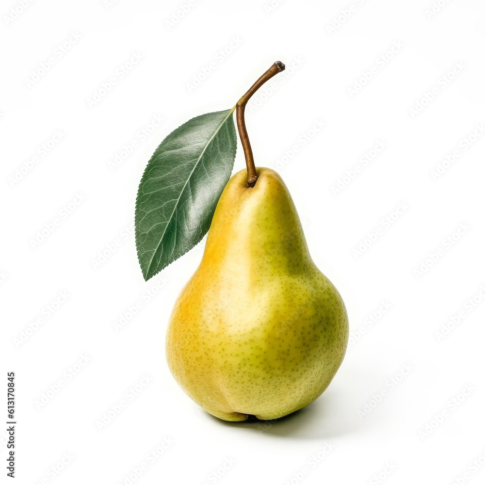 Generative AI Ripe Pear on White Background Generative AI Ripe Pear on White Background