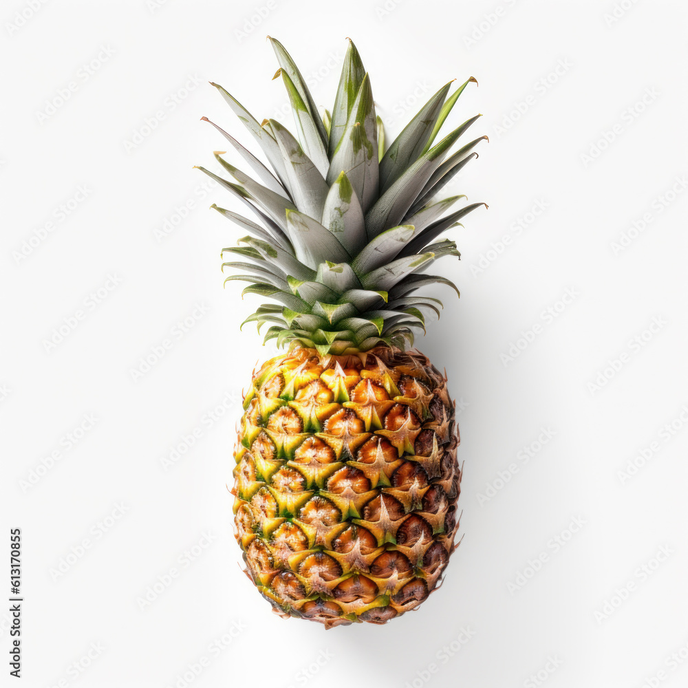 Generative AI Ripe Pineapple on White Background Generative AI Ripe Pineapple on White Background