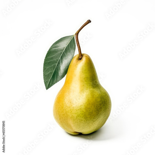 Generative AI Ripe Pear on White Background