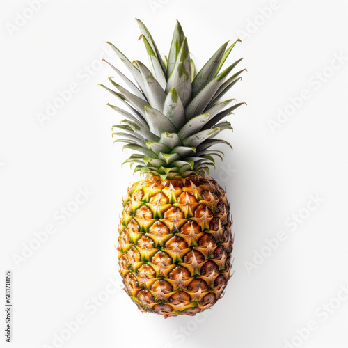 Generative AI Ripe Pineapple on White Background