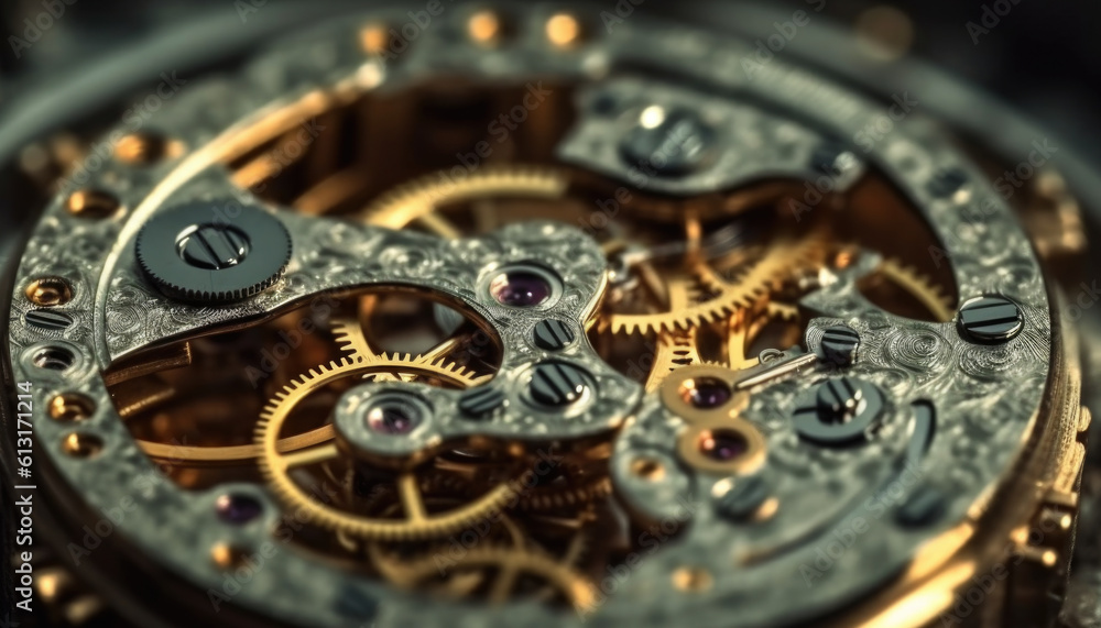 Design and luxury watches, Gears, screws and internal watch mechanisms. 
Generative AI
