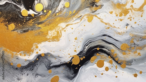 gold white black marble ink abstract art from exquisite original painting for abstract full background, Generative Ai