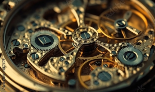 Design and luxury watches, Gears, screws and internal watch mechanisms. 
Generative AI