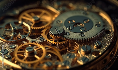 Design and luxury watches, Gears, screws and internal watch mechanisms. 
Generative AI