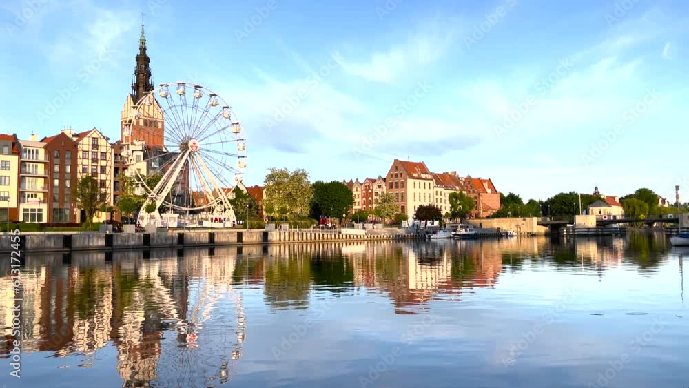 City skyline of Elblag in Poland, river view of the Old Town. City skyline of Elblag in Poland, river view of the Old Town.