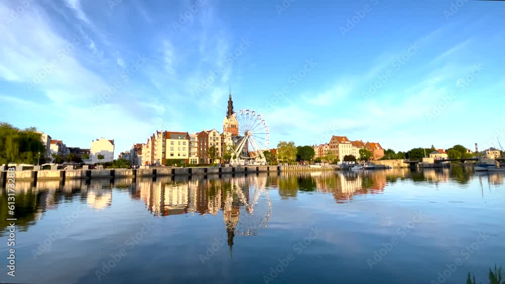 City skyline of Elblag in Poland, river view of the Old Town. City skyline of Elblag in Poland, river view of the Old Town.