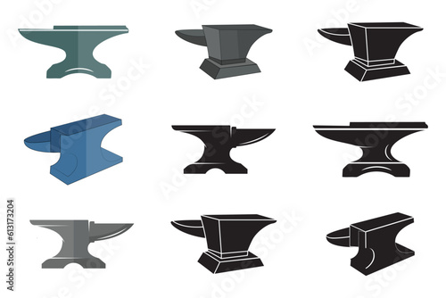 Set Of Anvil Illustration Vector Collection. Sign Silhouette Anvil for blacksmith. Anvil Vector Free Download And Design Concept.