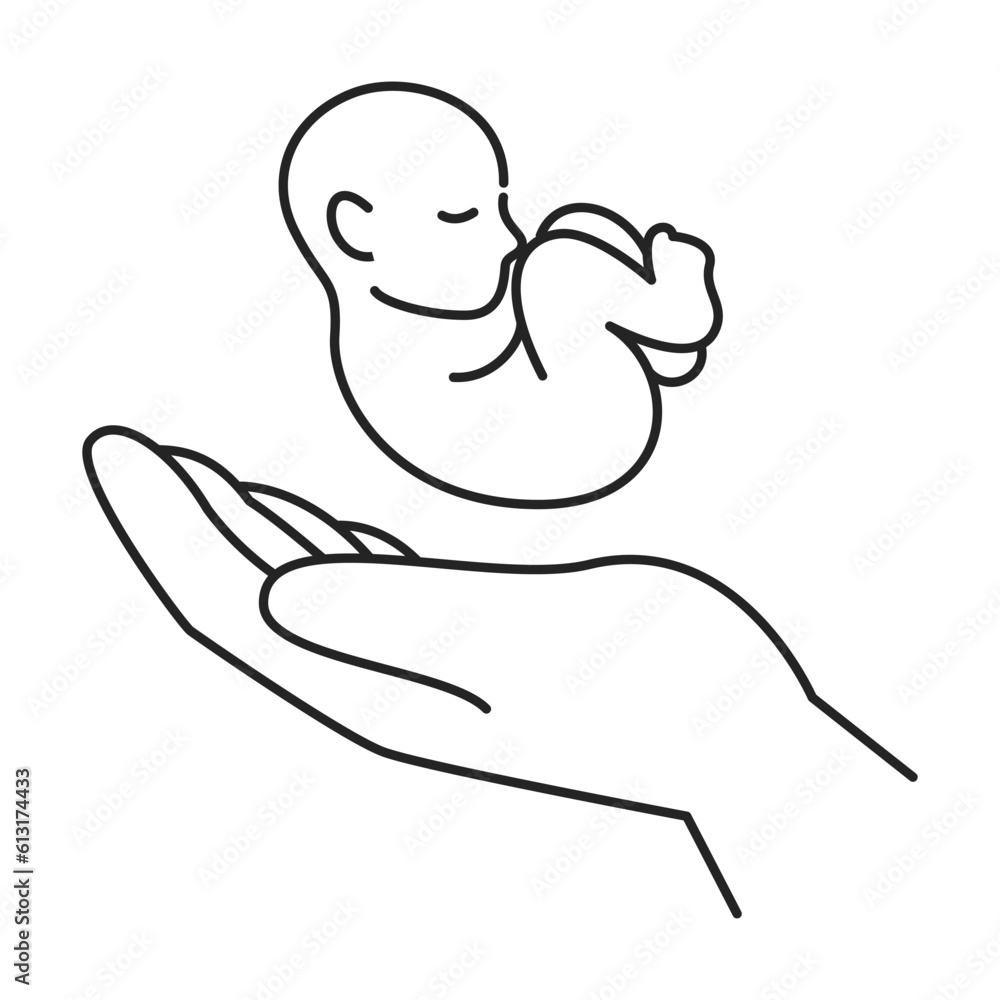 Baby and hand icon vector isolated. Symbol of baby in mothers hand, concept of motherhood and care. Newborn sleeping. Baby and hand icon vector isolated. Symbol of baby in mothers hand, concept of motherhood and care. Newborn sleeping.