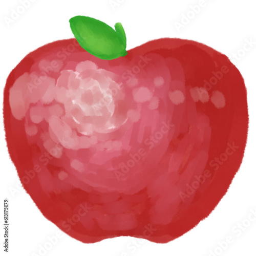 red apple with leaf