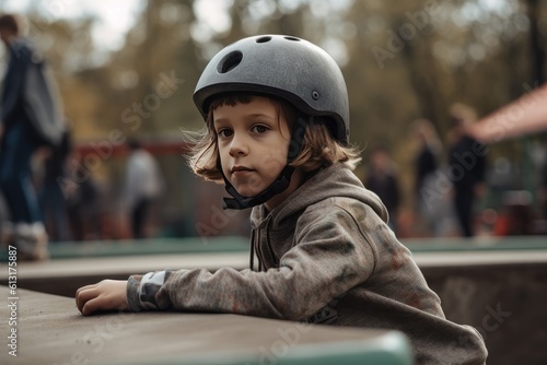 Young boy at skate park © GenieStock