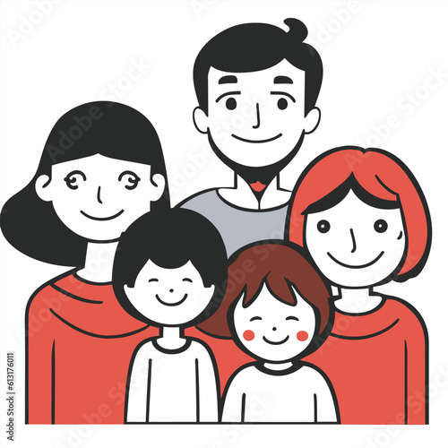 Happy family father mother and child cute hand drawn pattern vector illustration design line drawing.