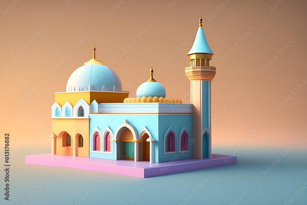 a toy mosque, a 3D render, environmental art generative ai