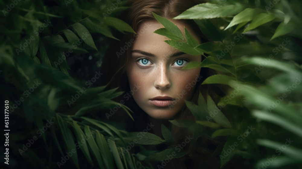 Nature's Muse: A Hyper-Realistic Portrait Embracing the Wilderness. Generative AI