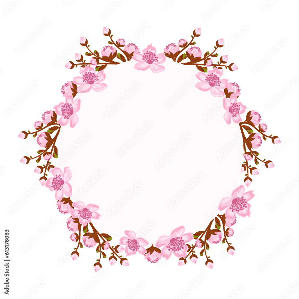 Elegant floral wreath with spring flowers. Design for invitation or greeting cards Elegant floral wreath with spring flowers. Design for invitation or greeting cards