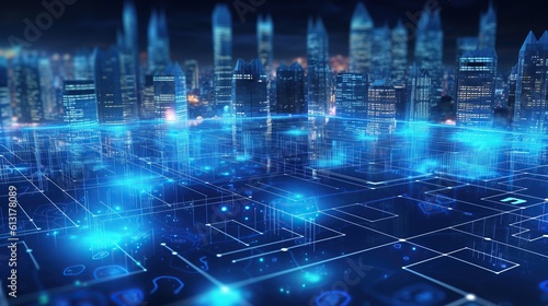 Big data technology futuristic background generative AI