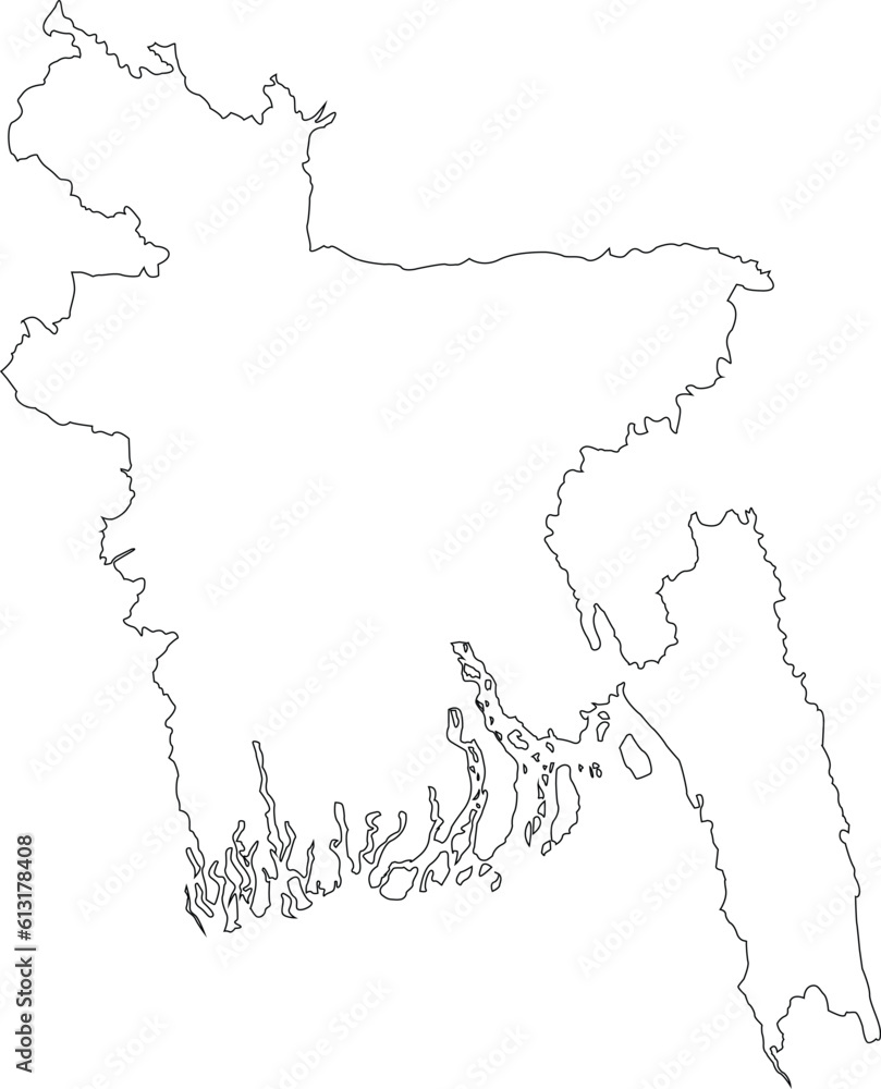 Bangladesh map line art vector.
