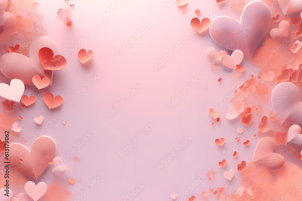 Valentine's Day background with sweet hearts and on pink background. generative ai
