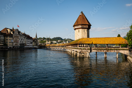 View of the famous Chapel Bridge in Lucerne Switzerland © Octavian