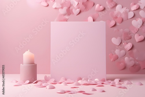 Valentine's Day background with sweet hearts and on pink background. generative ai © Sodapeaw