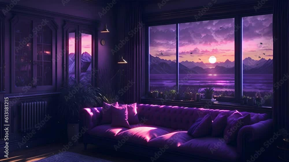 animated virtual backgrounds, stream overlay loop, cozy lo-fi living ...