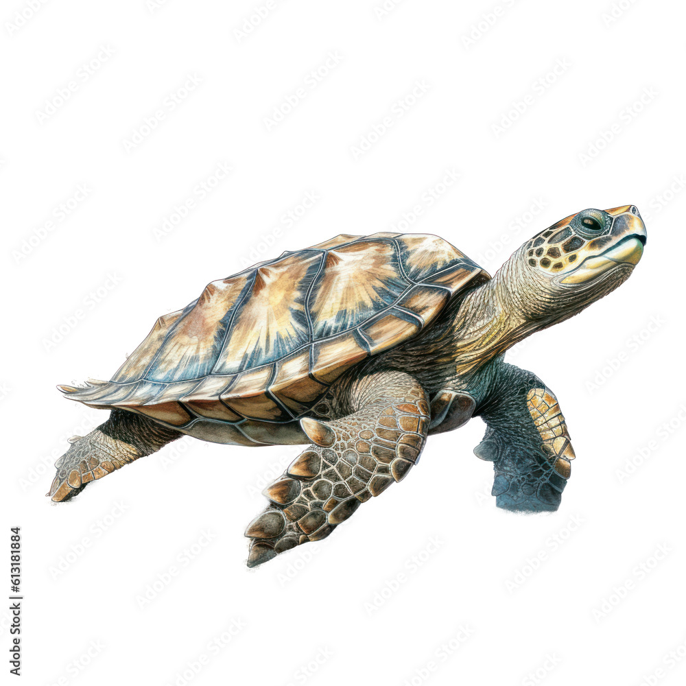 żółw, wygenerowane przez AI, ilustracja bez tła - obrazy, fototapety, plakaty 