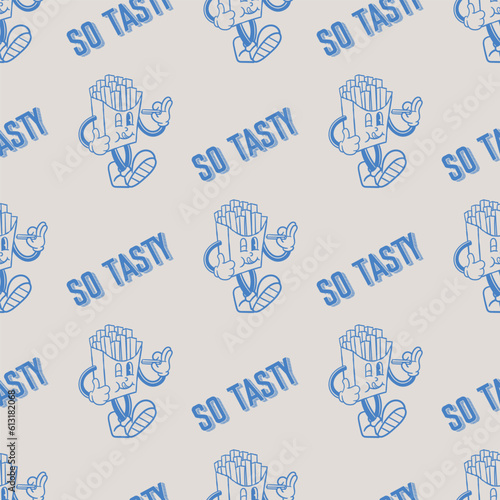 cartoon character mascot french fries wrapping papper