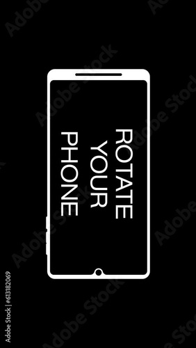 Vertical video animation with the message rotate your phone. Seamless loop