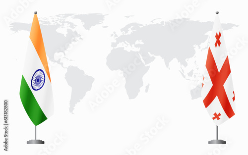 India and Georgia flags for official meeting