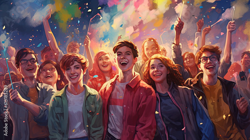 A vibrant and inspiring illustration to commemorate International Youth Day, celebrating the energy and potential of the youth worldwide