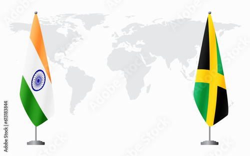 India and Jamaica flags for official meeting