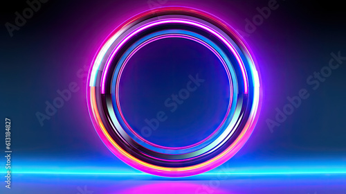 Rainbow circle, neon lighting. 