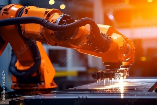 Industrial Machine Automatic Robotic Arm. Generative AI