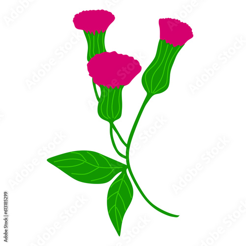vector pink flowers and green leaves