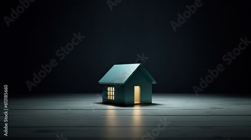 Small house on a black background