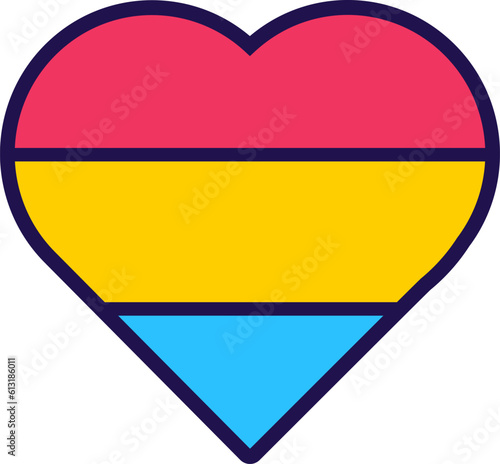 Free Download Outline Flag Heart Pansexual Pride Icon - GFXLoad