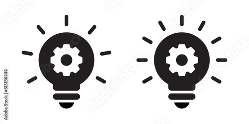 Creativity, idea bulb icon vector. Management gear symbol concept