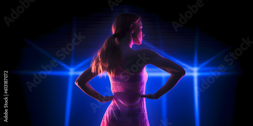 dancing women in the dark, neon lights