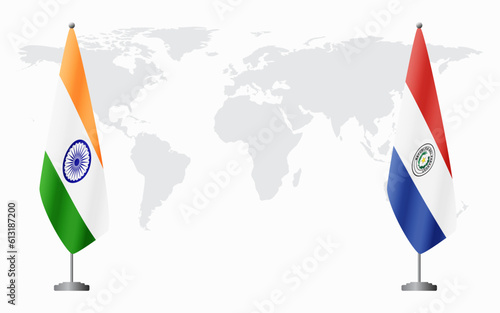 India and Paraguay flags for official meeting