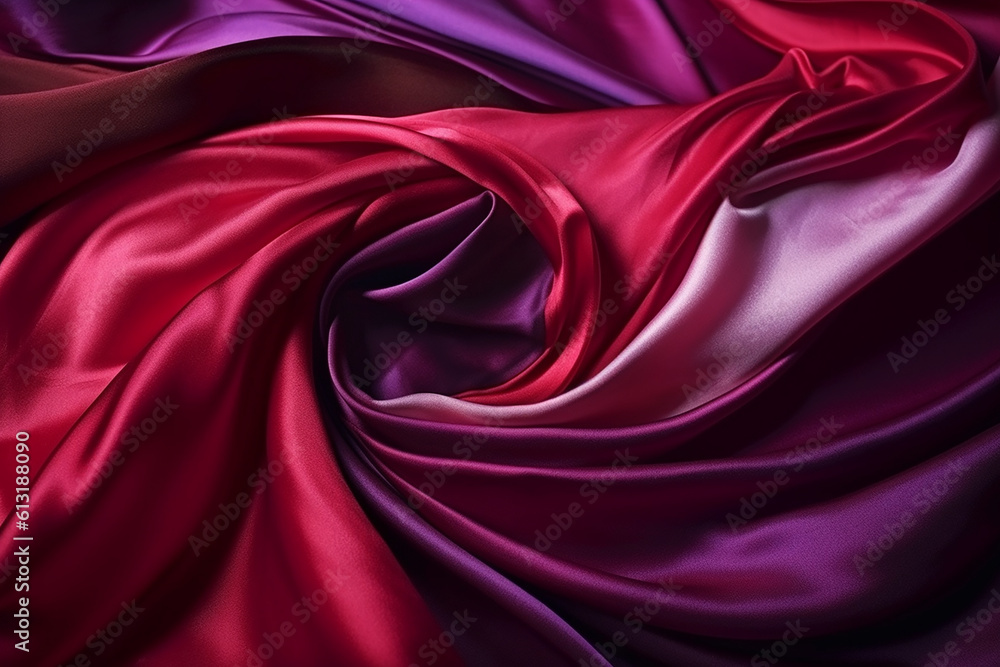Obraz premium Purple red silk fabric background, full frame,generative ai