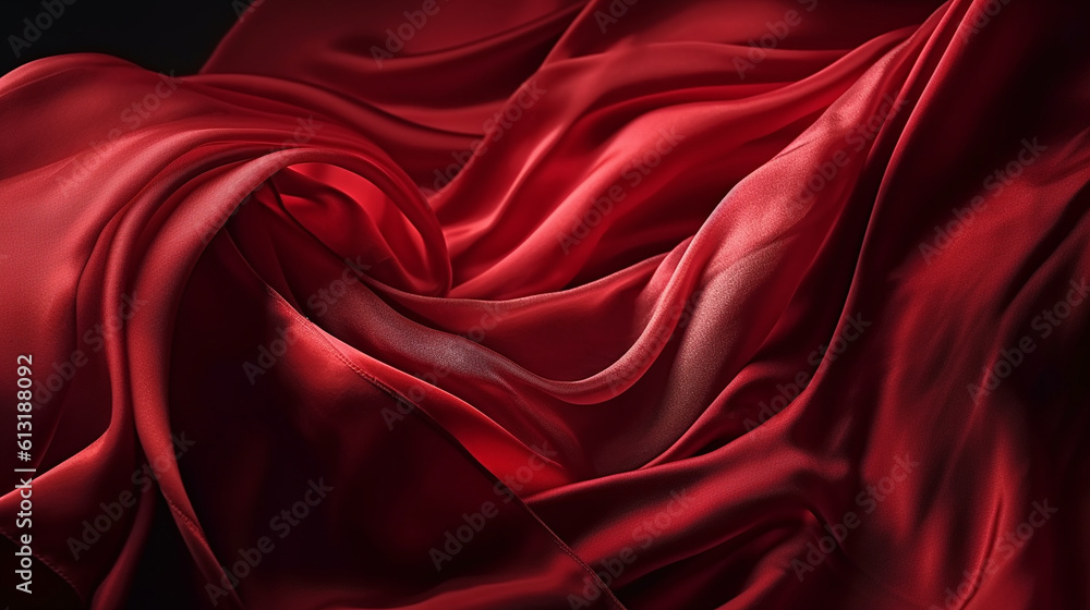 Obraz premium Red silk fabric background, full frame,generative ai