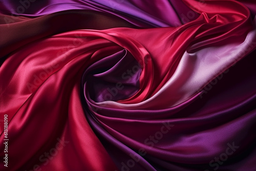 Purple red silk fabric background, full frame,generative ai
