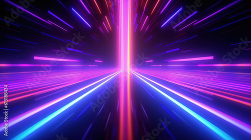 Colorful neon lights background. Retro glowing neon pink and blue theme.