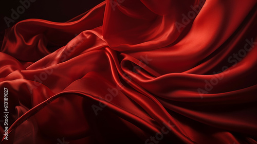 Red silk fabric background, full frame,generative ai